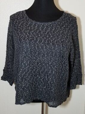 Alfani Gray Sequin Dolman Sweater Womens 1X Loose‎ Knit Sparkle Retro City Boho